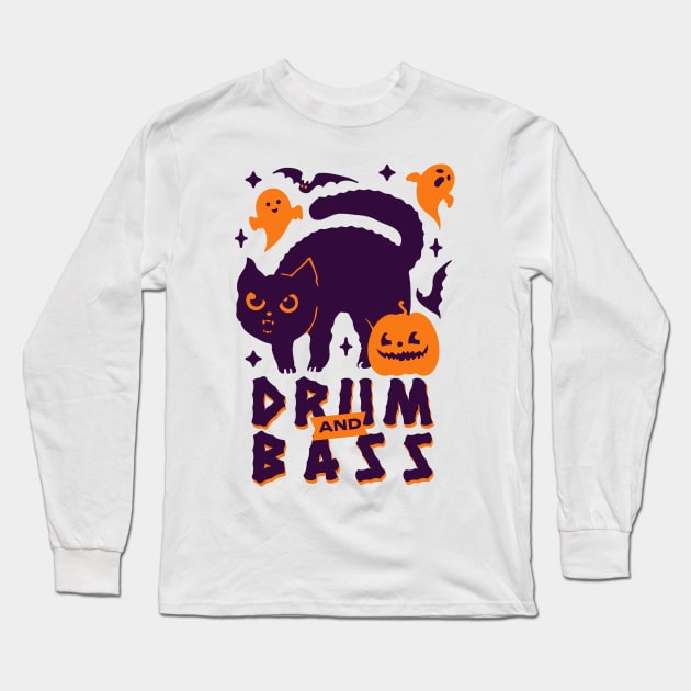 DRUM AND BASS  - Halloween Steez  (Purple/orange) Long Sleeve T-Shirt by DISCOTHREADZ 